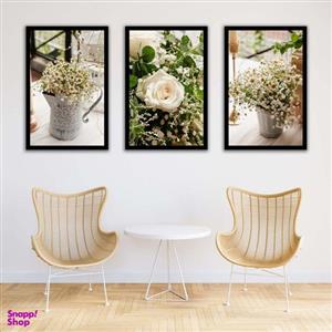 تابلو بکلیت طرح دکوراتیو گلدان گل مدل B-1508 مجموعه 3 عددی