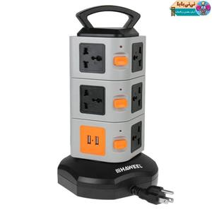 شارژر USB و چندراهی برق هاول مدل HW8010 Haweel HW8010 USB Charger And Power Strip