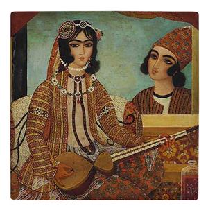 کاشی کارنیلا طرح نقاشی خاتون تار نواز کد wk141