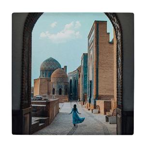 کاشی کارنیلا طرح بانو و مسجد سمرقند مدل لوحی کد klh2550
