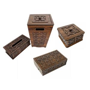 ست سطل و جای دستمال اف جی کات طرح گل به همراه شکلات خوری و جاکاردی
