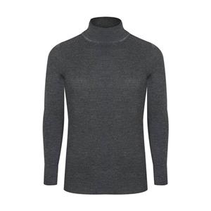 پلیور یقه اسکی مردانه مدل اندامی رنگ ذغالی