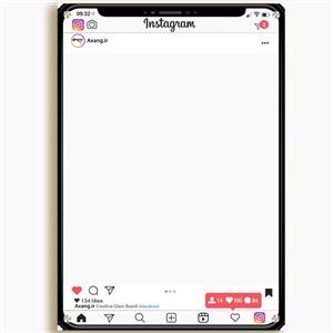 تخته وایت برد شیشه‌ ای عکسنگ طرح اینستاگرام مدل AXANG-INSTA سایز 80x60 سانتی متر