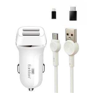 شارژر فندکی 30 وات ارلدام مدل ES 125 به همراه کابل تبدیل USB microUSB لایتنینگ C 