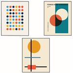 پوستر مدل مستر بائوهاوس هنر هندسی-نقاط رنگی مجموعه 3 عددی