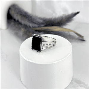 انگشتر نقره مردانه مدل عقیق مستطیل