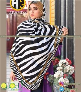روسری سفید مشکی زبرا