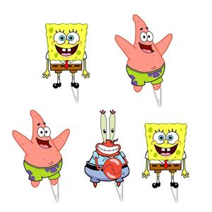 تاپر تولد مدل باب اسفنجی کد 01 مجموعه 5 عددی