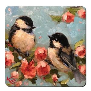 زیر لیوانی طرح پرنده و شکوفه کد nzl530