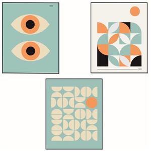 پوستر مدل مستر بائوهاوس هنر هندسی-دو چشم مجموعه 3 عددی 