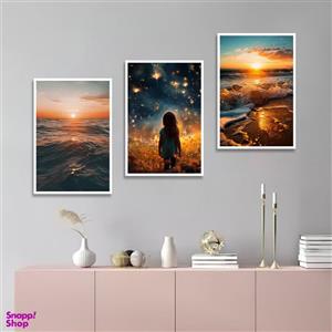 تابلو بکلیت طرح غروب خورشید مدل W-1173 مجموعه 3 عددی