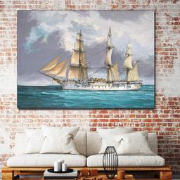 تابلو شاسی گالری استاربوی طرح کشتی و دریا مدل نقاشی هنری 010