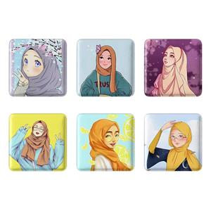 پیکسل خندالو مدل دخترانه باحجاب کد 1667A مجموعه 6 عددی