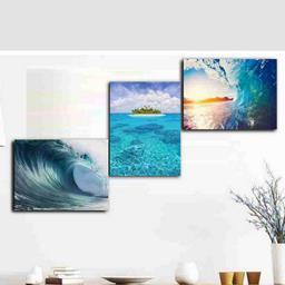 تابلو شاسی بکلیت طرح دکوراتیو موج دریا مدل SH-209 مجموعه 3 عددی