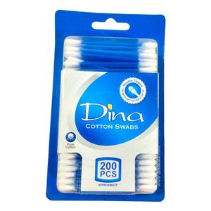 گوش پاک کن دینا مدل Cotton Swabs بسته 200 عددی 