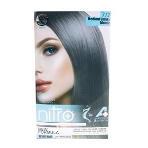 کیت رنگ مو و ابرو نیترو پلاس شماره 7.2 رنگ بلوند دودی متوسط 100 میلی لیتر