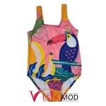 مایو بچه گانه یک تکه طرح طوطی| Children swimsuit with parrot design