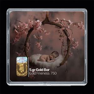 شمش طلا 18 عیار مدوپد مدل نوزاد  کد SG10299 