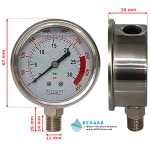 گیج فشار تصفیه آب استریم مدل YNT-60