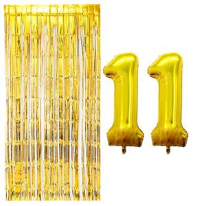 بادکنک فویلی مستر تم طرح عدد 11 به همراه پرده تزئینی بسته 3 عددی