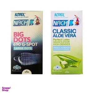 کاندوم مدل Big Dots بسته 12 عددی به همراه کاندوم مدل Classic Aloe Vera بسته 12 عددی ناچ کدکس
