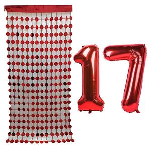 بادکنک فویلی مستر تم طرح عدد 17 به همراه ریسه تزئینی بسته 3 عددی