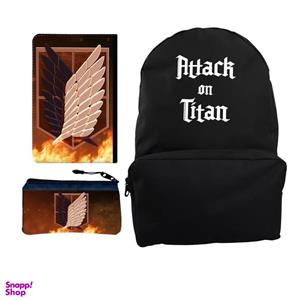 کوله پشتی مدل Attack On Titan کد KP-9896 به همراه کلاسور و جامدادی