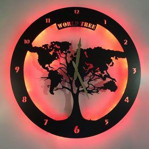 ساعت دیواری مدل نقشه جهان با نورپردازی