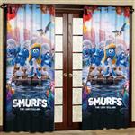 پرده مدل کارتون SMURFS مخمل پانچی کد 940 سایز 140x280 سانتی متر