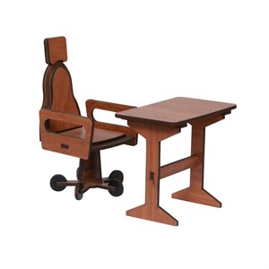 ماکت دکوری چوب آرا طرح میز و صندلی کامپیوتر مدل k450 بسته 2 عددی