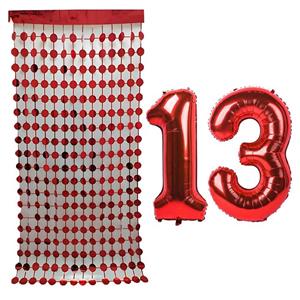 بادکنک فویلی مستر تم طرح عدد 13 به همراه ریسه تزئینی بسته 3 عددی