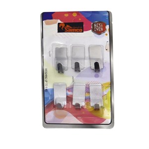 آویز حوله سامکو مدل چسبی کد YP-ESTIL-06 مجموعه 6 عددی