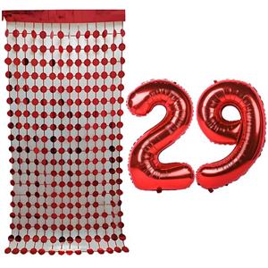 بادکنک فویلی مستر تم طرح عدد 29 به همراه ریسه تزئینی بسته 3 عددی