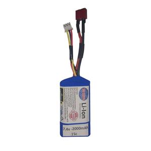 باتری ماشین آفرود آرسی تویز مدل 7.4ولت 2000 میلی آمپر 15سی تی کانکتور کد  RCT-BAT-7.4v-2000mAh-15C-T