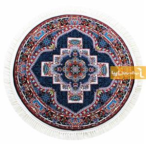 فرش ماشینی مدل گرد طرح ناردون زمینه سرمه ای