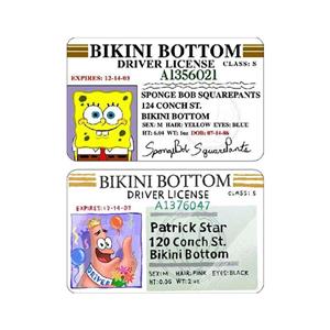 استیکر کارت رایسان طرح گواهینامه باب اسفنجی و پاتریک کد sc0028 مجموعه 2 عددی -