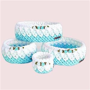 سبد قلاب بافی تریکو طرح کجراه کد 5 مجموعه 4 عددی