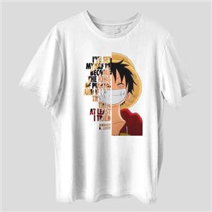 تی شرت آستین کوتاه پسرانه مدل انیمه ای وان پیس شخصیت لوفی anm255