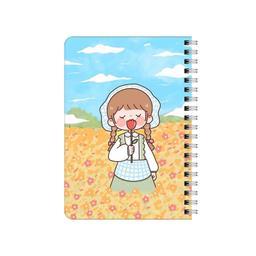 دفترچه یادداشت بامبیلیپ مدل چوبی طرح دختر با گل لاله و آسمان ابری کد 6673641