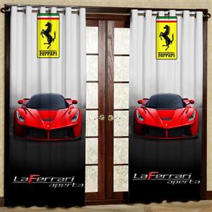 پرده مدل مخمل پانچی طرح Ferrari کد 4558T2 سایز 200x140 سانتی متر