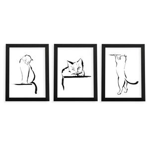 تابلو گالری چی چاپ طرح گربه مجموعه 3 عددی