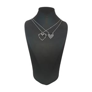 گردنبند ویونج مدل استیل طرح پازلی قلب سیم خاردار مجموعه 2 عددی