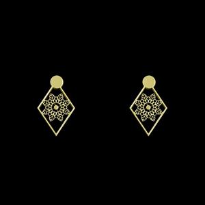 گوشواره طلا 18 عیار زنانه مدوپد مدل لوزی و گل کد GA1-10247 