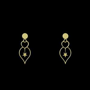 گوشواره طلا 18 عیار زنانه مدوپد مدل قلب و ستاره کد GA1-10146 