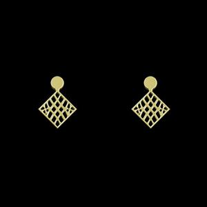 گوشواره طلا 18 عیار زنانه مدوپد مدل لوزی کد GA1-10610 