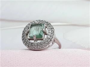 انگشتر نقره زنانه مدل زمرد -