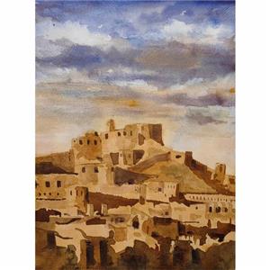 نقاشی آبرنگ طرح ارگ بم کد 1010