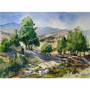 نقاشی آبرنگ طرح طبیعت کد 1020