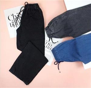 شلوار جین زنانه مدل بگ کاغذی کمرکش