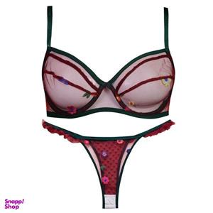 ست شورت و سوتین زنانه لیمون مدل فنردار گیپوری کد 4699-10502 رنگ زرشکی